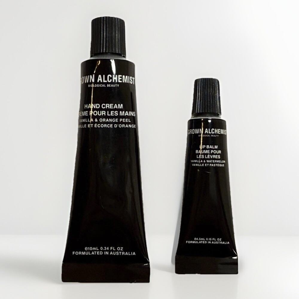 Grown Alchemist Travel Set Hand Cream & Lip Balm Vanilla Mini Hotel Size